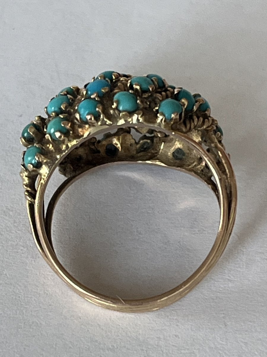 6363- Yellow Gold Turquoise Ball Ring-photo-3