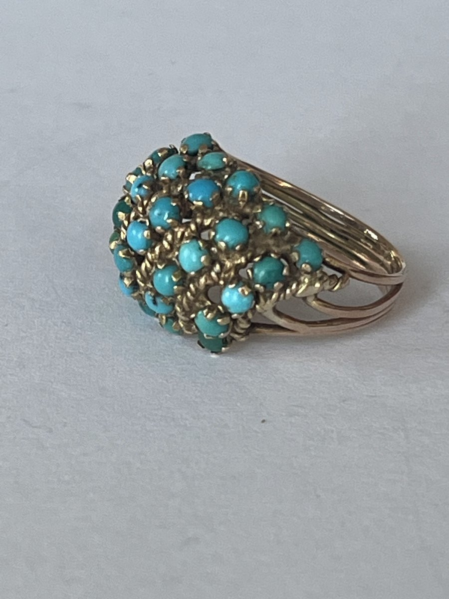 6363- Yellow Gold Turquoise Ball Ring-photo-4