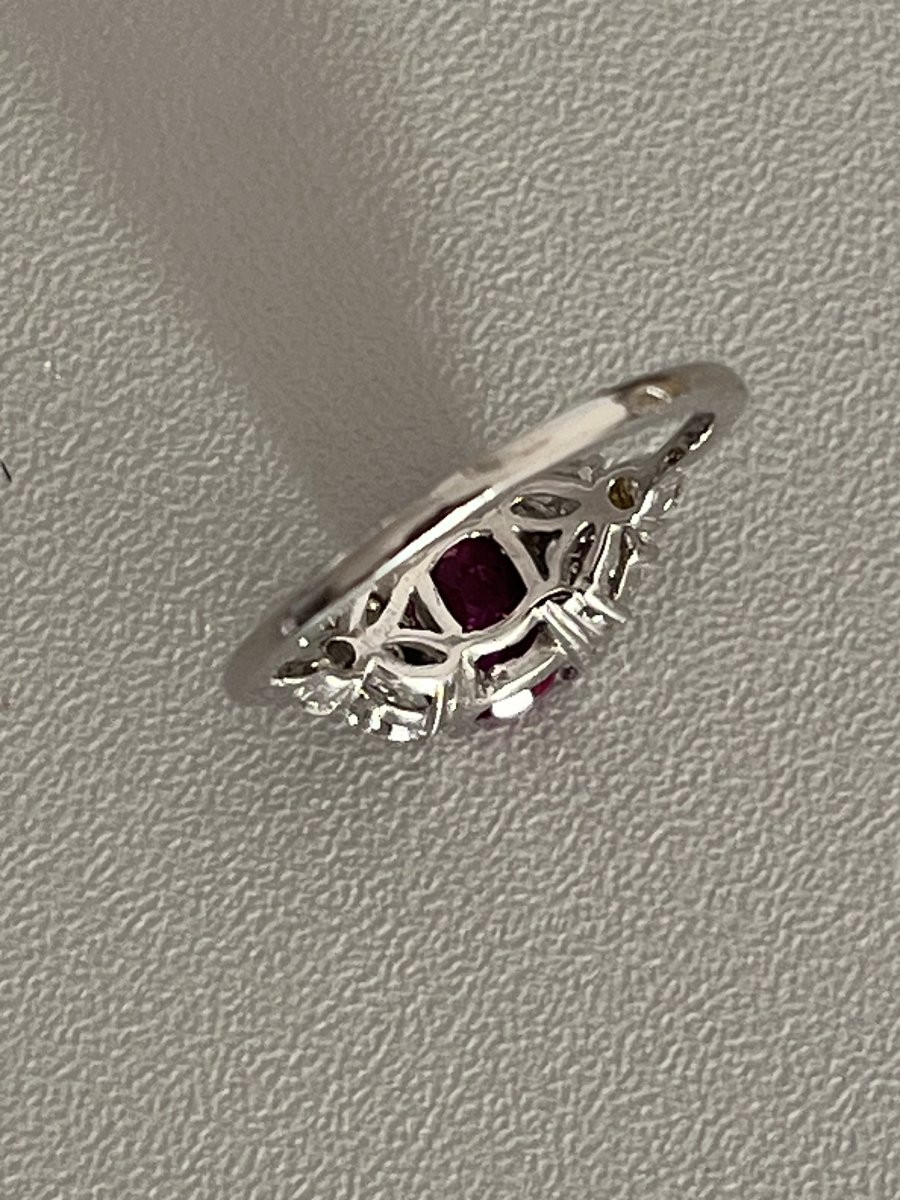 6393- Bague Or Gris Saphir Rose Diamants-photo-1