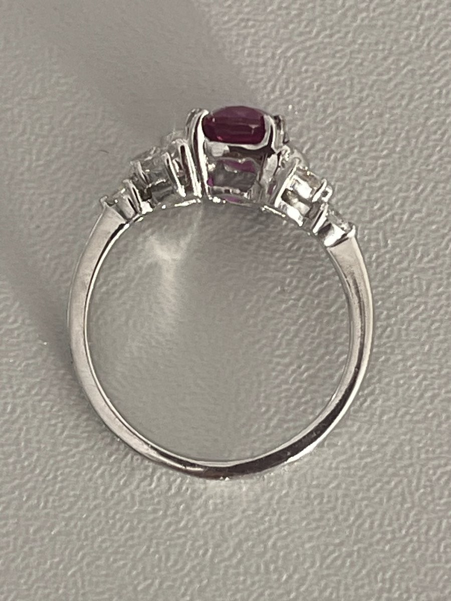 6393- White Gold Ring Pink Sapphire Diamonds-photo-2