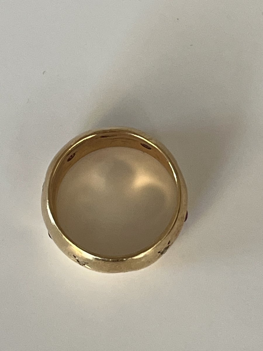 6455- Bague Bandeau Or Jaune Pierres Précieuses Et Fines-photo-3