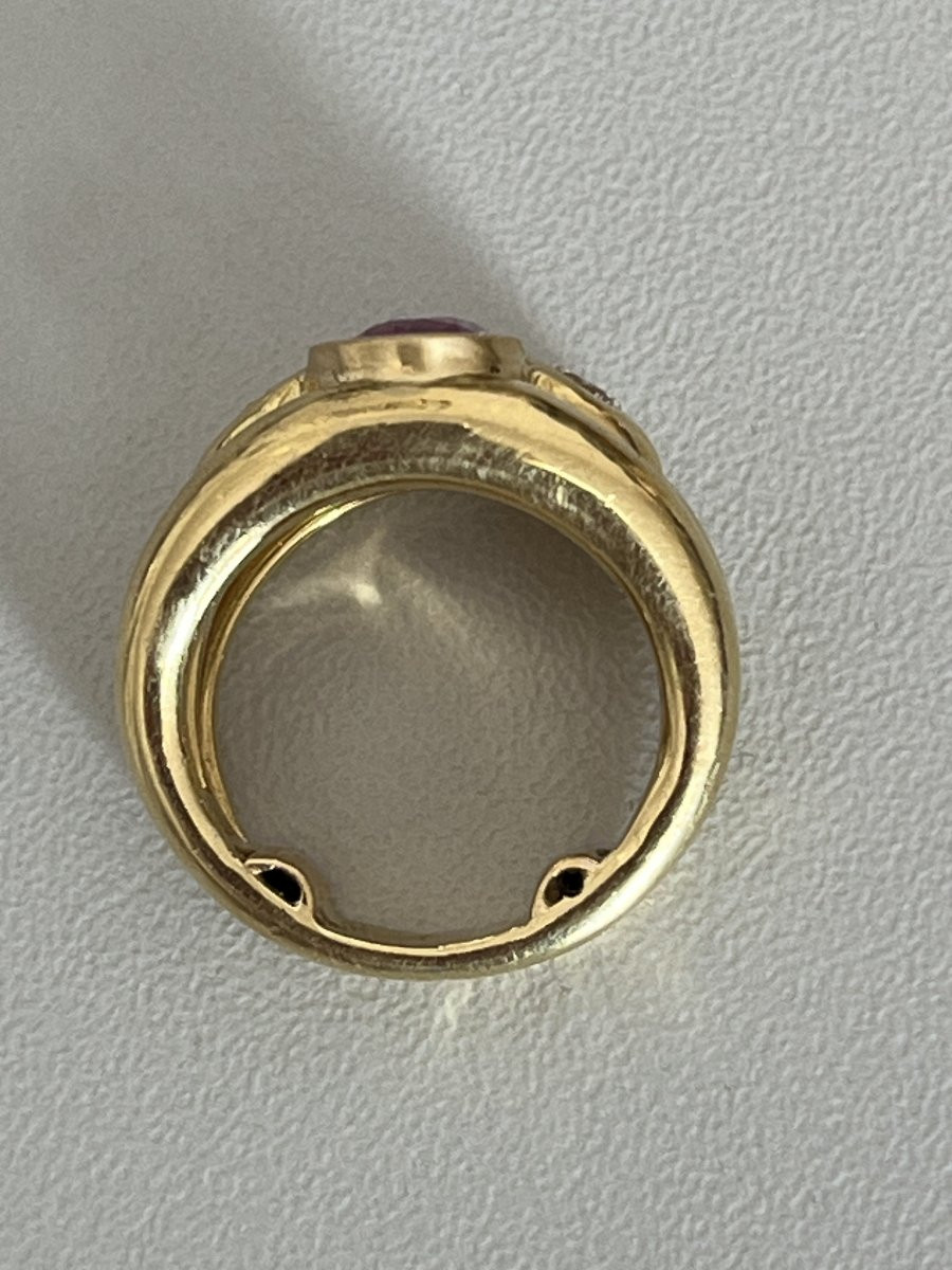 6489- Bague Or Jaune Saphir Rose Diamants-photo-1