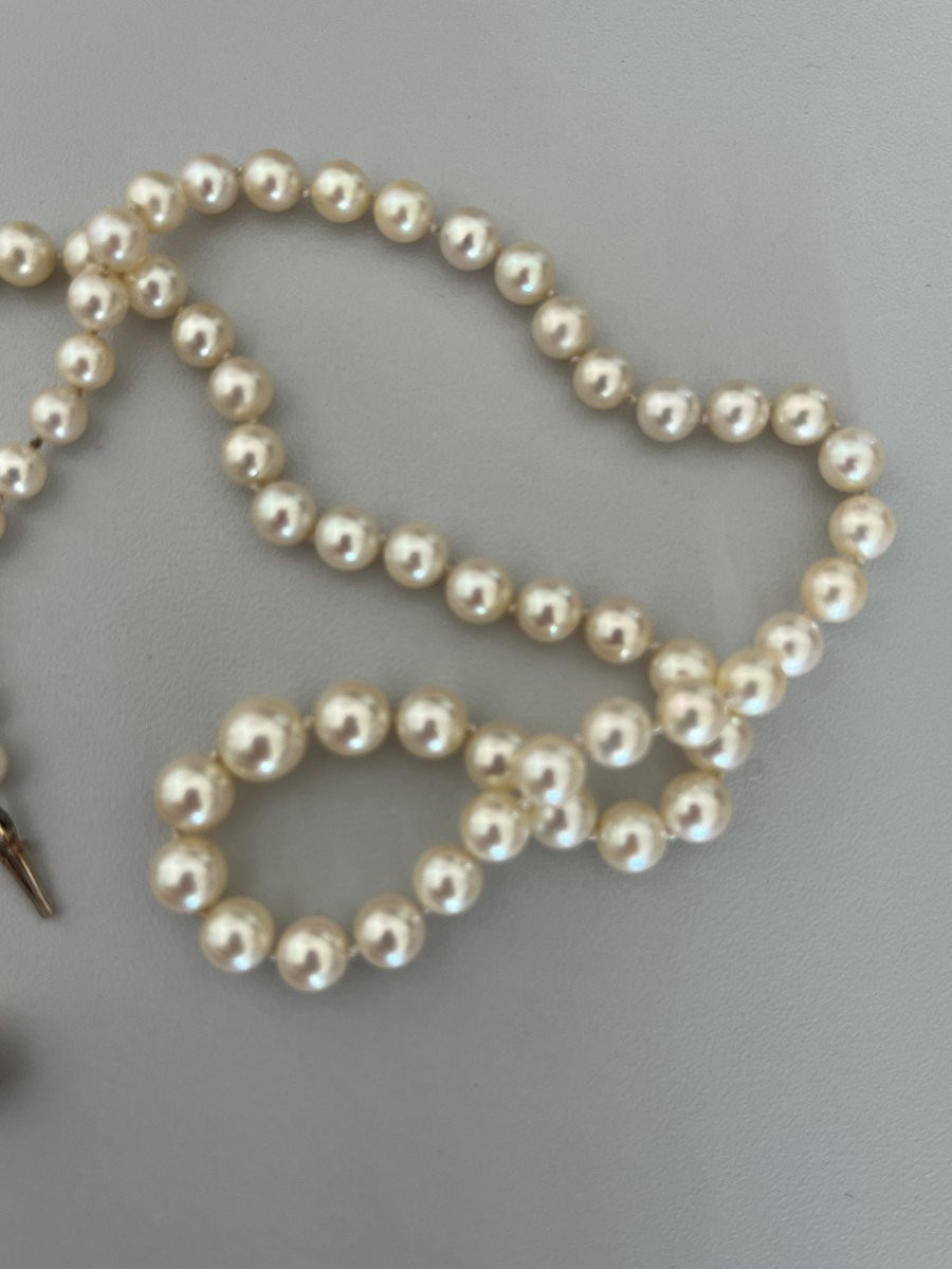 6479- Collier Perles Akoya En Chute Fermoir Or Jaune-photo-2