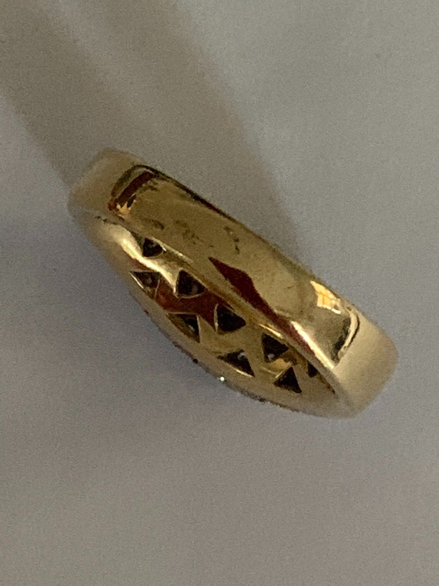 Proantic: Bague Jonc Bombé En Or Jaune 18k Et Diamants