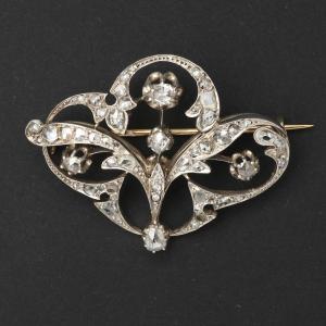 2161 – Brooch Pendant Silver Gold Diamonds Late 19th