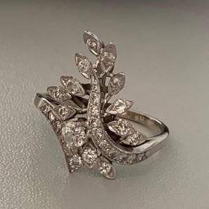 3593– Bague Or Gris Diamants