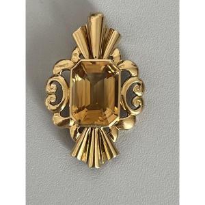 4334 – 1950s 10 Kt Citrine Yellow Gold Pendant