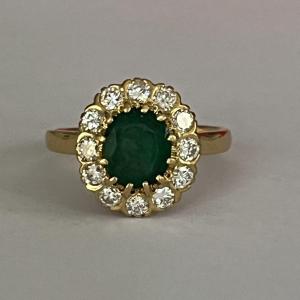 4104– Emerald Diamonds Yellow Gold Ring
