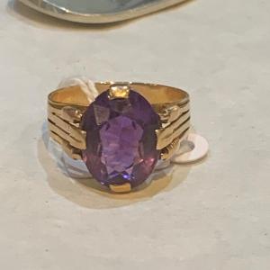 1808- Antique Yellow Gold Amethyst Ring