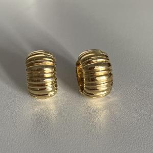 3808- Yellow Gold Godronné Earrings