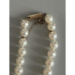 4933- Collier Perles Akoya Fermoir Or Jaune