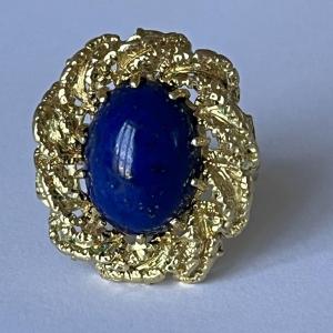 4951- Bague Fils d'Or Jaune Lapis Lazuli