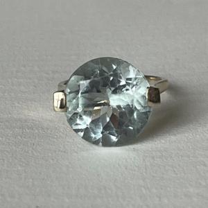 5151- Bague Solitaire Or Jaune Aigue-marine 7,00 Ct