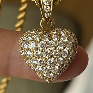 5058- Heart Pendant Yellow Gold Diamonds