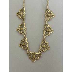5388- Filigree Yellow Gold Drapery Necklace