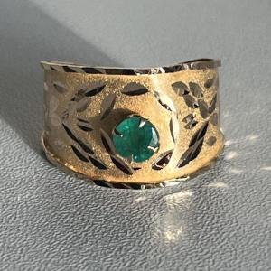 4916- Large Yellow Gold Emerald Ring