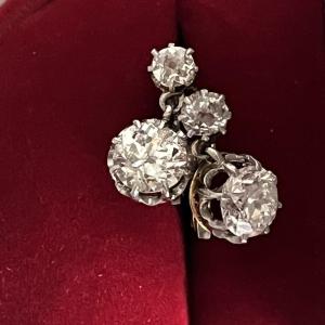 5224- Sleeper Earrings (1.70 Ct) Gold Platinum Diamonds (0.75 Ct)