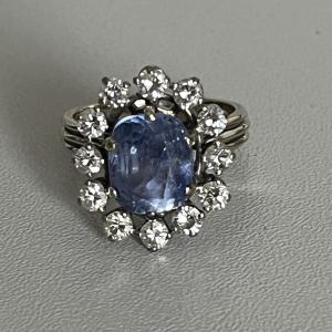 5292- Marguerite Ring White Gold Sapphire Diamonds
