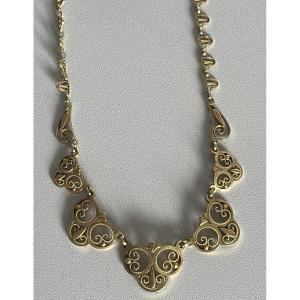 5352- Filigree Yellow Gold Drapery Necklace