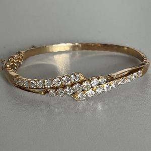 5355- Old Rigid Rose Gold Bracelet Diamonds 2.00 Ct