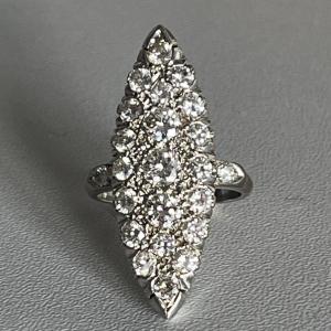 5210- Bague Marquise Or Gris Diamants