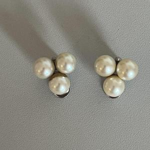 5219- Boucles d'Oreilles Or Gris Perles