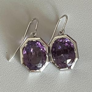 5363- Boucles d'Oreilles Or Gris Améthystes