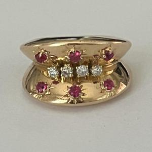 5411- Rose Gold Diamonds Ruby Ring