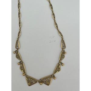 5429- Filigree Yellow Gold Drapery Necklace