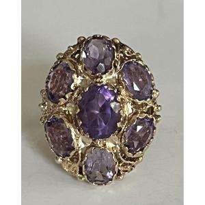 5505- Important Yellow Gold Amethyst Cocktail Ring