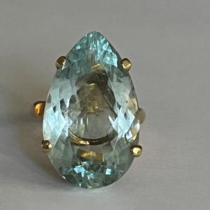 5629- Bague Or Jaune Aigue-marine De 15,00 Ct