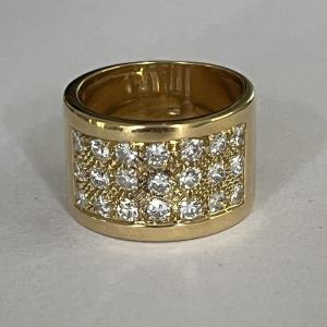 5722- Bague Bandeau Or Jaune Diamants