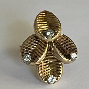 5775- Coffee Beans Ring Yellow Gold Diamonds