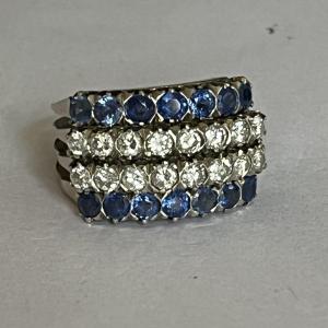 5625- White Gold Ring Diamonds Sapphires