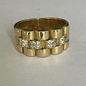 5658- Rolex Jubilee Link Ring Yellow Gold Diamonds