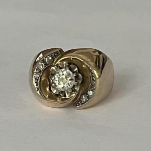 4180- Yellow Gold Diamond Swirl Ring