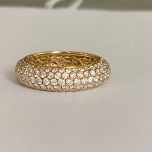 3294- Yellow Gold Domed Wedding Band With 3.10 Ct Diamonds