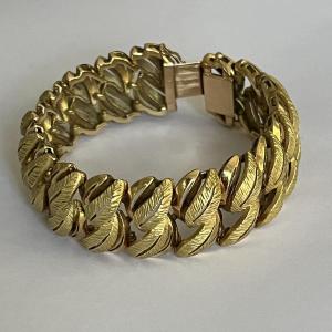 5767- Articulated Bracelet Yellow Gold Engraved 63g