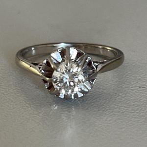 5968- Solitaire Ring White Gold Diamond 0.50 Ct