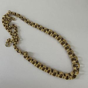 5655- Collier Or Jaune Anneaux En Chute