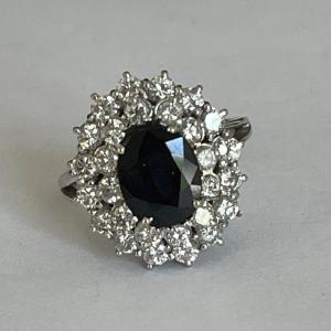 5631- White Gold Sapphire Diamond Ring