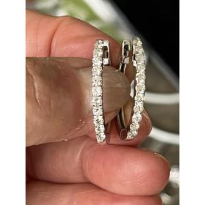 5895- White Gold Diamond Creole Earrings