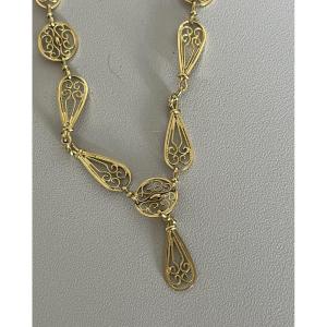 5937- Yellow Gold Filigree Necklace 40 Cm