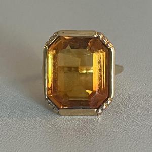 6013- Yellow Gold Citrine Madeira Ring 1950s