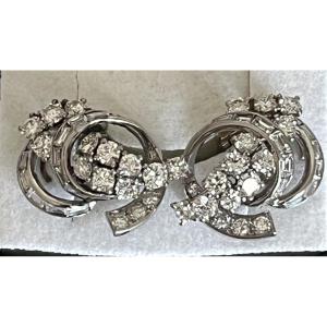 6173- White Gold Platinum Diamond Earrings