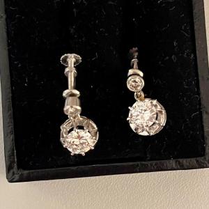 2097- Platinum Diamond Earrings 0.75 Ct Each