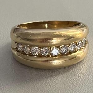 6165- Bague Jonc Or Jaune Diamants