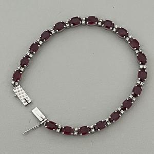 6270- Bracelet Rivière Or Gris Rubis Diamants