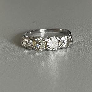 5498- Bague Jarretière Or Gris Diamants 1,00 Ct