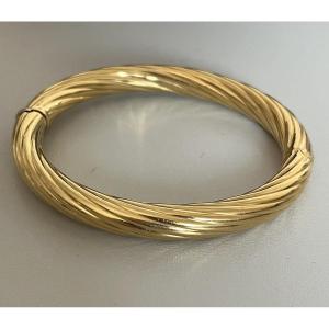 6248- Rigid Twisted Yellow Gold Bangle Bracelet